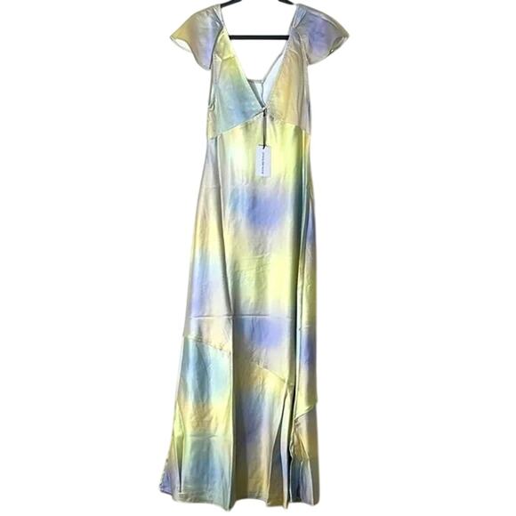 NWT WeWoreWhat Lace Silky Charmeuse Midi Maxi Slip Dress 6 Gold Ombre Watercolor - Picture 15 of 15